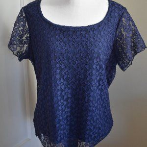 Coldwater Creek Navy Lace Top